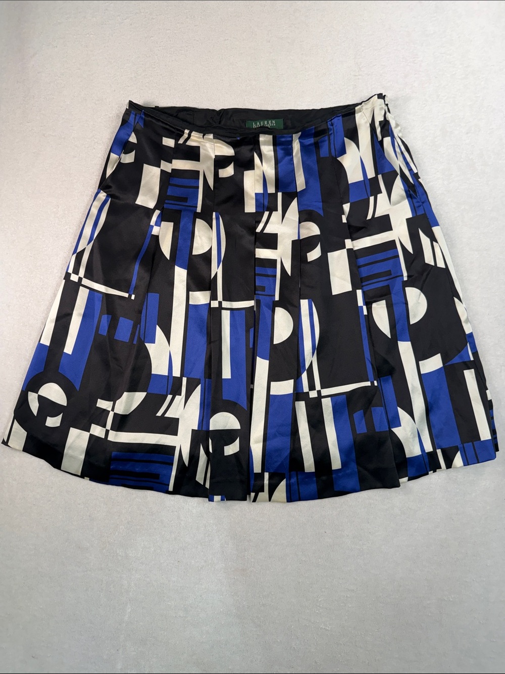 Lauren Ralph Lauren Silk Geometric Print A-Line Knee-Length Skirt